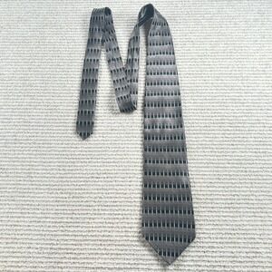 VTG Enrico Guccini Silk‎ Tie Mens OS 90s Brown Black Geometric Executive Office